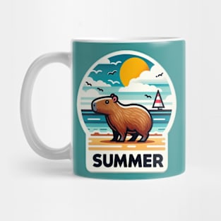 Cute summer capybara on the beach Mug